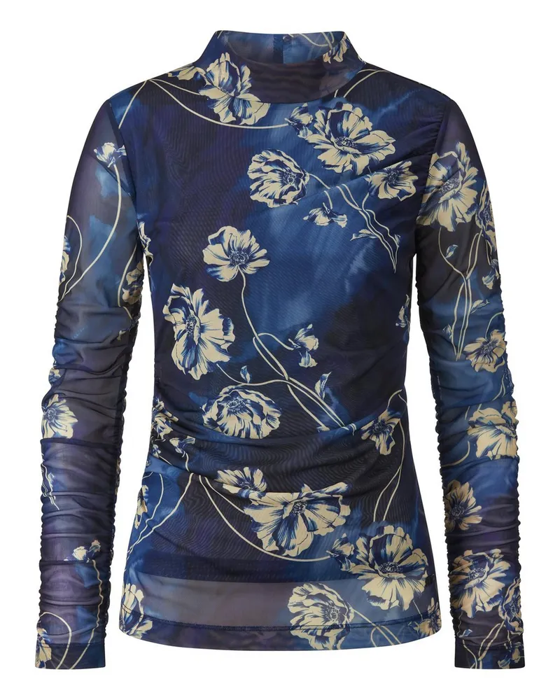 Talbot Runhof Mesh-Shirt Stehkragen  blau Blau