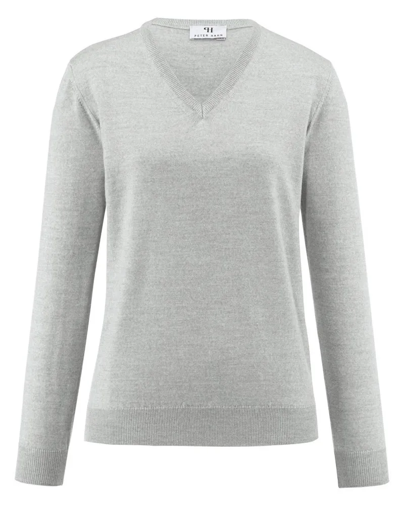 Peter Hahn V-Pullover aus 100% Schurwolle Pure Tasmanian Wool  grau Grau