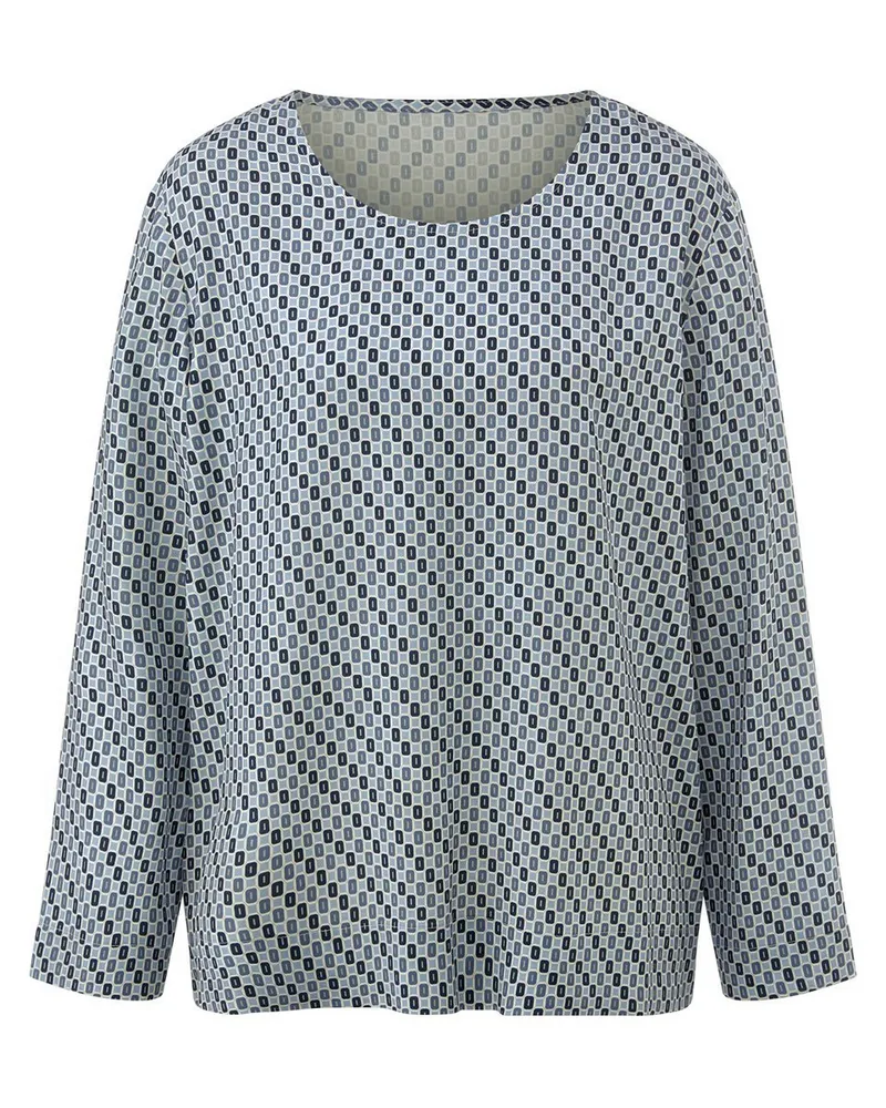 Peter Hahn Bluse Rundhals-Ausschnitt  blau Blau