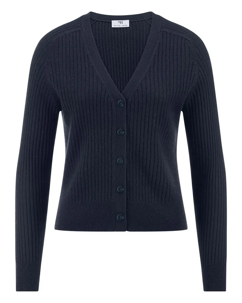 Peter Hahn Strickjacke tiefem V-Ausschnitt  blau Blau