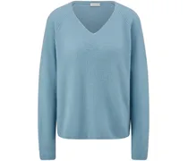 V-Pullover aus 100% Kaschmir  blau