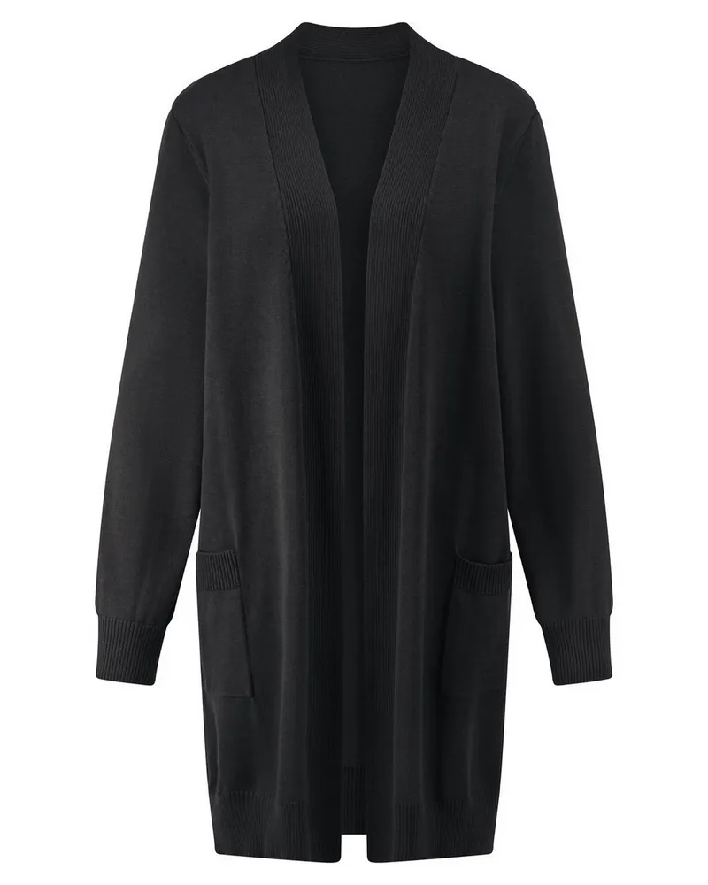 Emilia Lay Long-Strickjacke  schwarz Schwarz