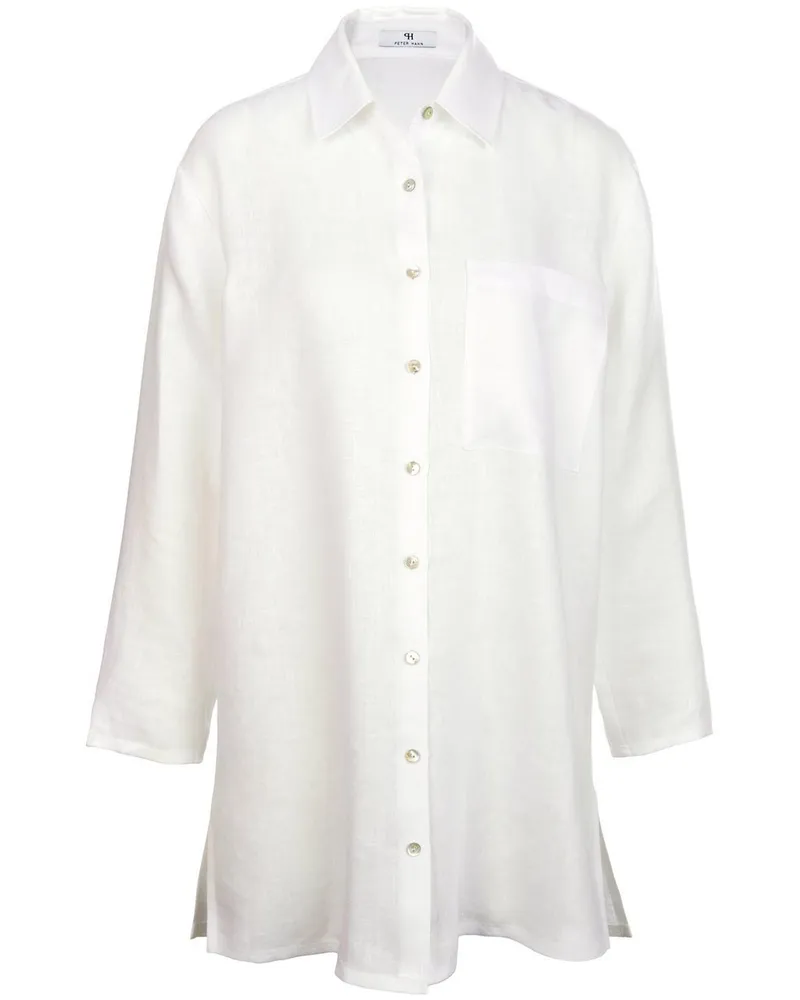 Peter Hahn Long-Bluse aus 100% Leinen  weiss Weiss