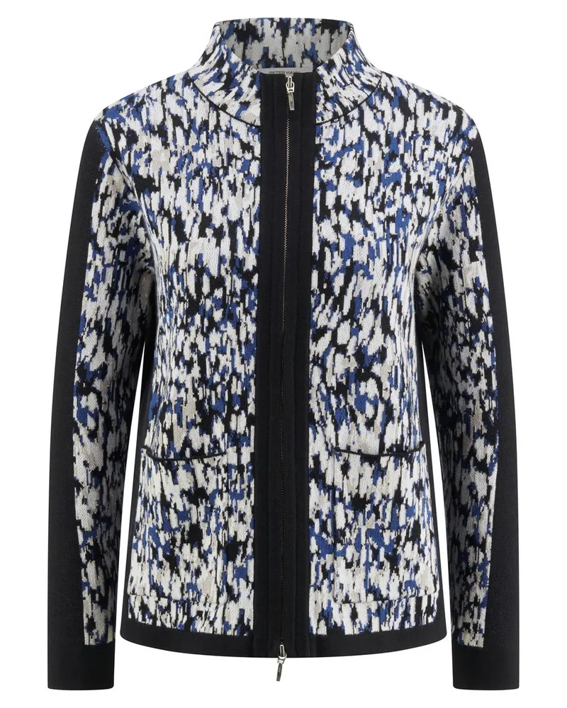 Peter Hahn Strickjacke Stehkragen  blau Blau