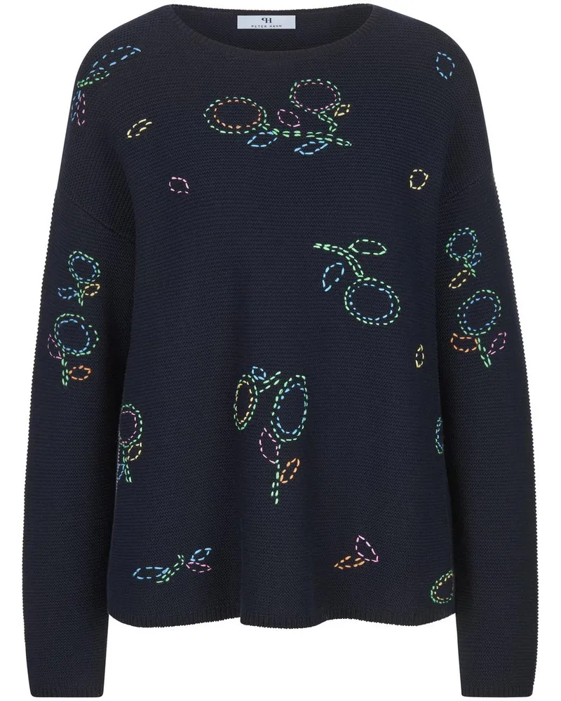 Peter Hahn Rundhals-Pullover  blau Blau