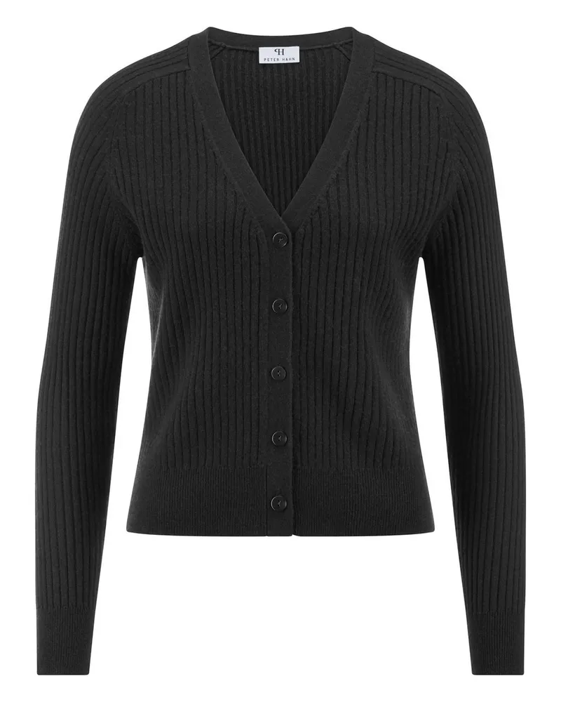 Peter Hahn Strickjacke tiefem V-Ausschnitt  schwarz Schwarz