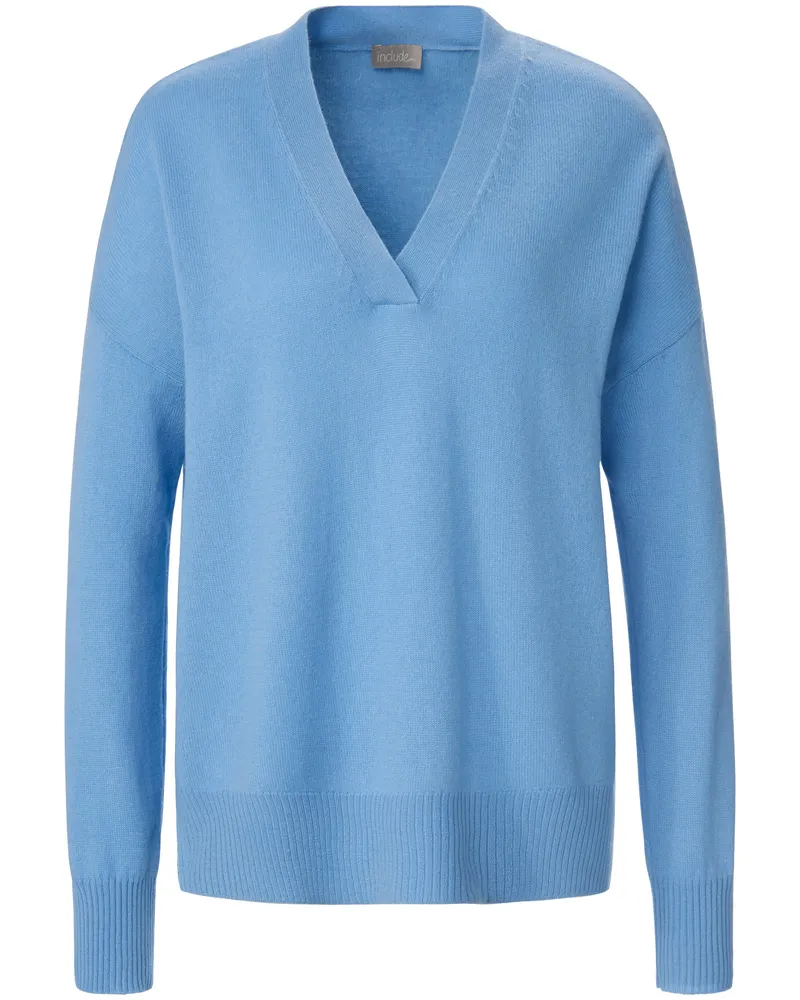 Include V-Pullover aus 100% Kaschmir  blau Blau