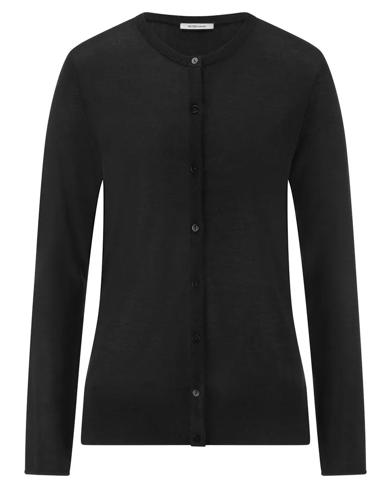 Peter Hahn Strickjacke Rundhals-­Ausschnitt  schwarz Schwarz