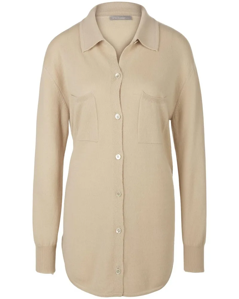 Include Strickhemd Polo-Kragen  beige Beige