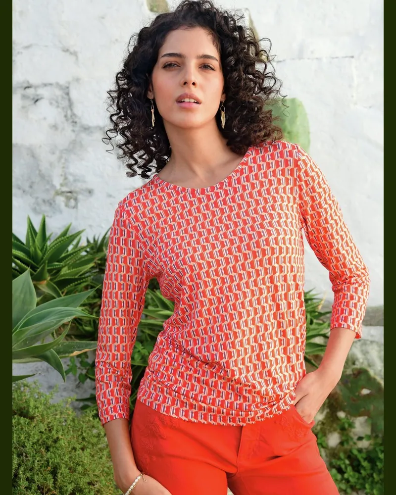 Peter Hahn Rundhals-Shirt 3/4-Arm  rot Rot