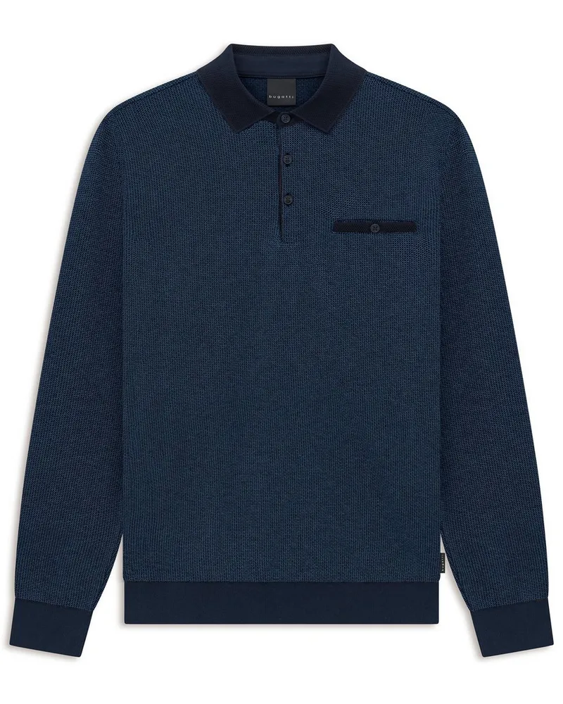 Bugatti Polo-Sweatshirt kurzer Knopfleiste  blau Blau