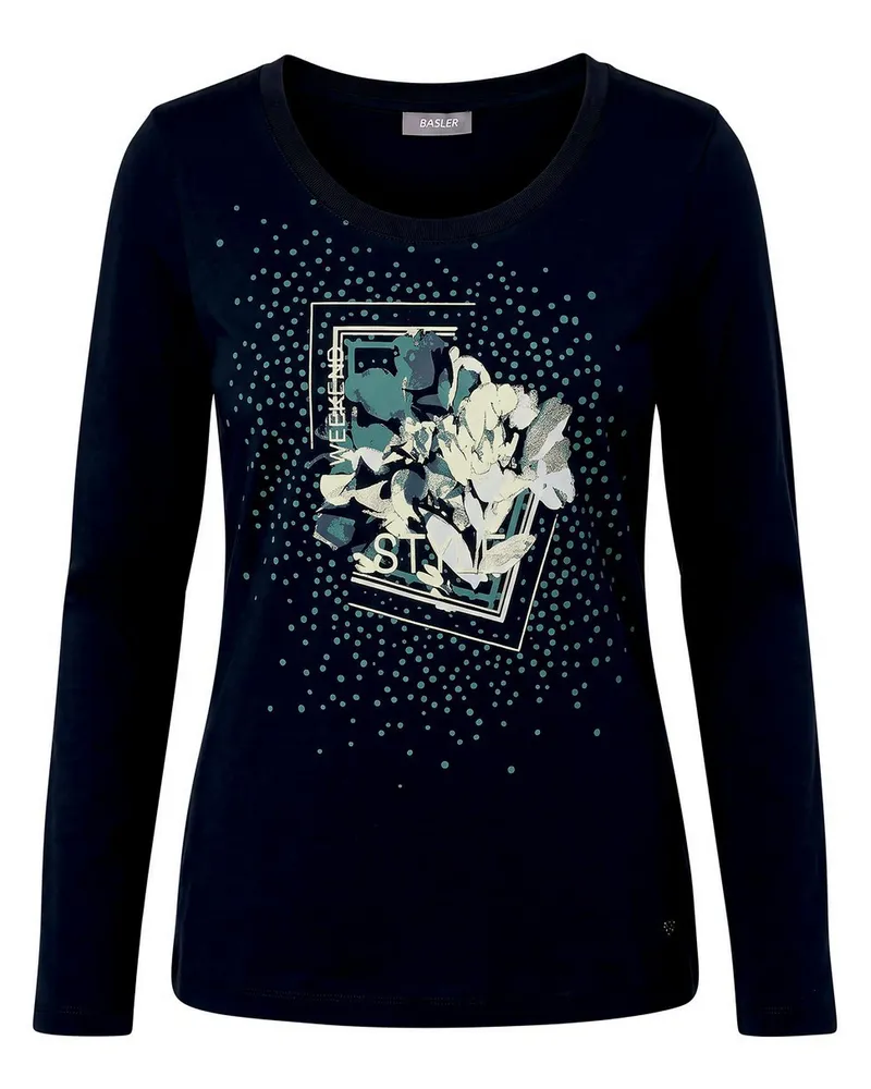 Basler Shirt Rundhals-Ausschnitt  blau Blau