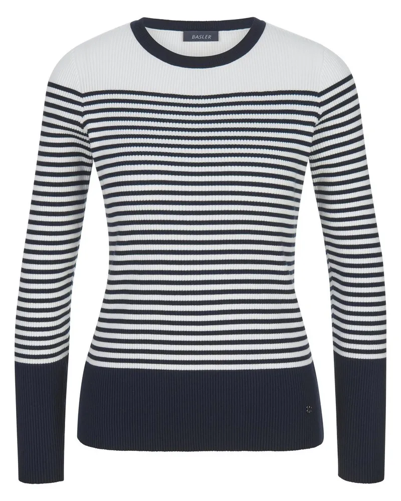 Basler Streifenpullover  blau Blau