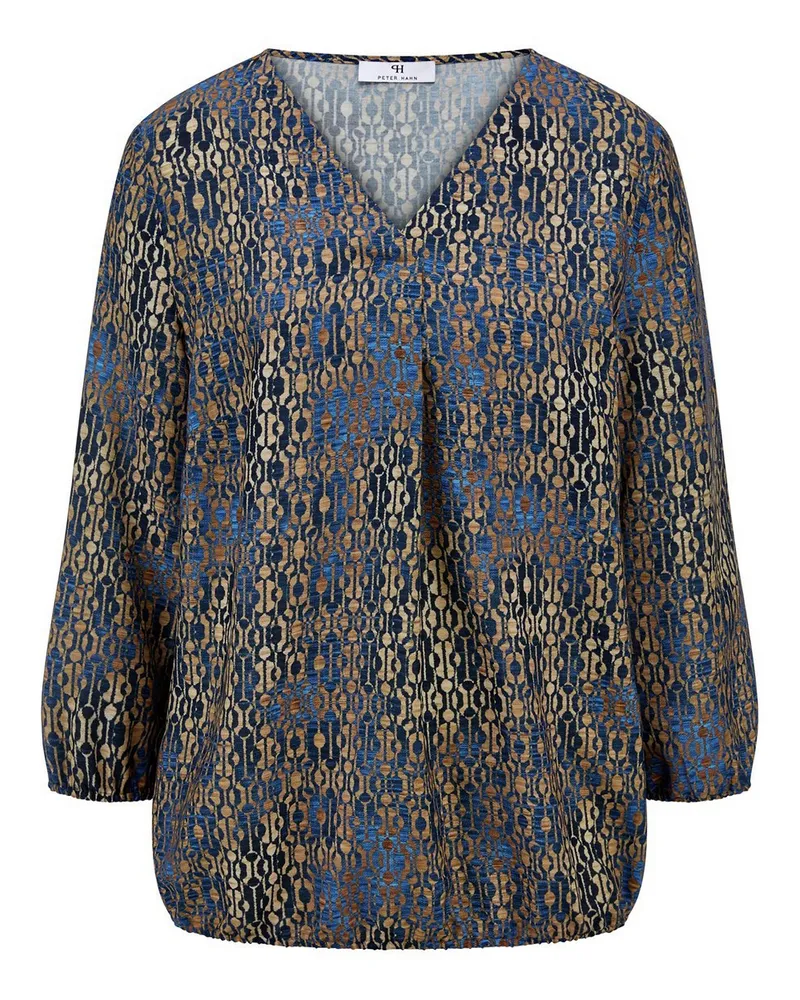 Peter Hahn Bluse V-Ausschnitt  blau Blau