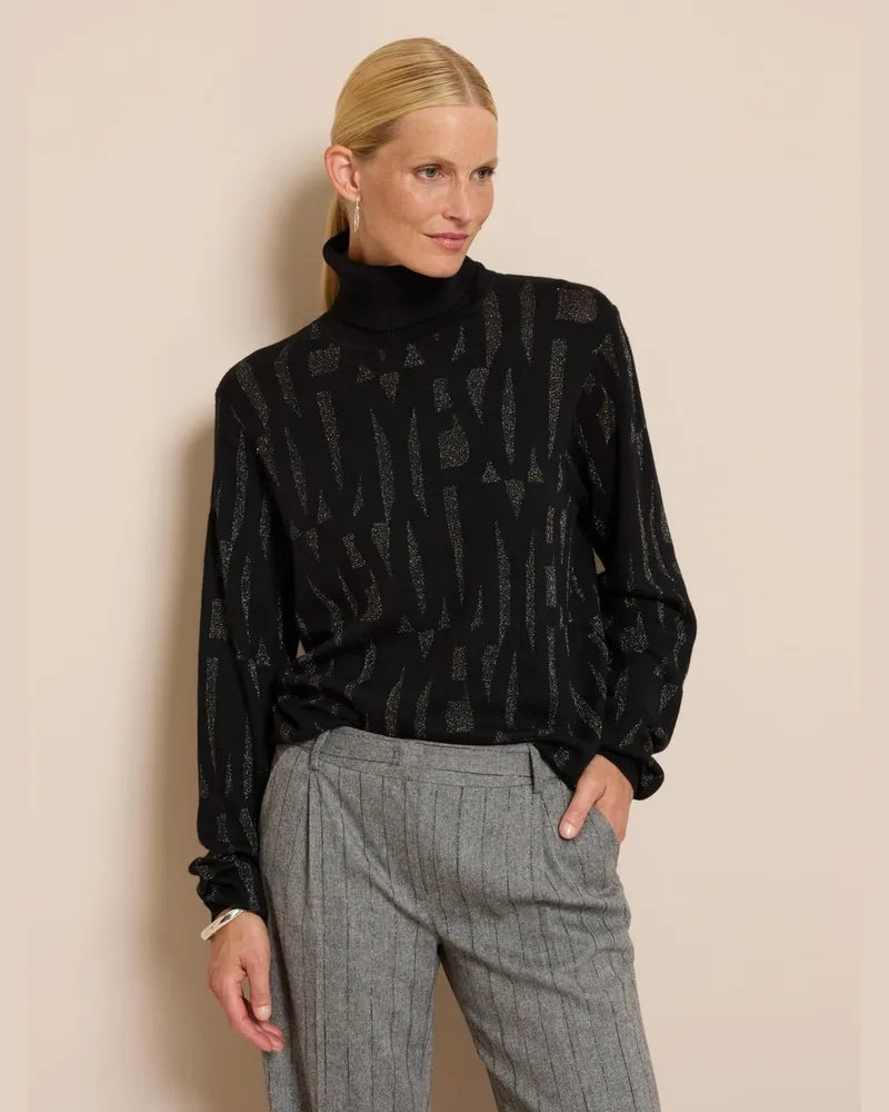 Oui  Rollkragen-Pullover  schwarz Schwarz