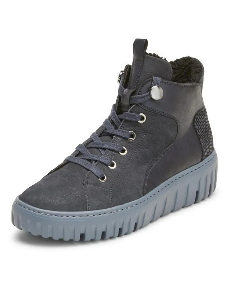 Waldläufer Plateau-Schnür-Stiefelette Livia  blau Blau