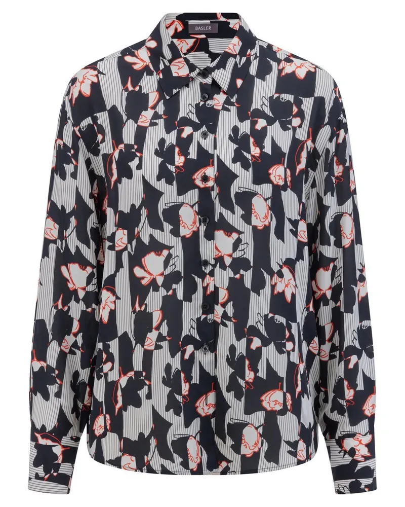 Basler Long-Bluse überschnittener Schulter  mehrfarbig Mehrfarbig