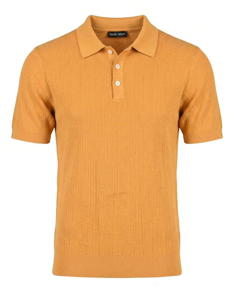 Louis Sayn Polo-Strickshirt kurzer Knopfleiste  orange Orange