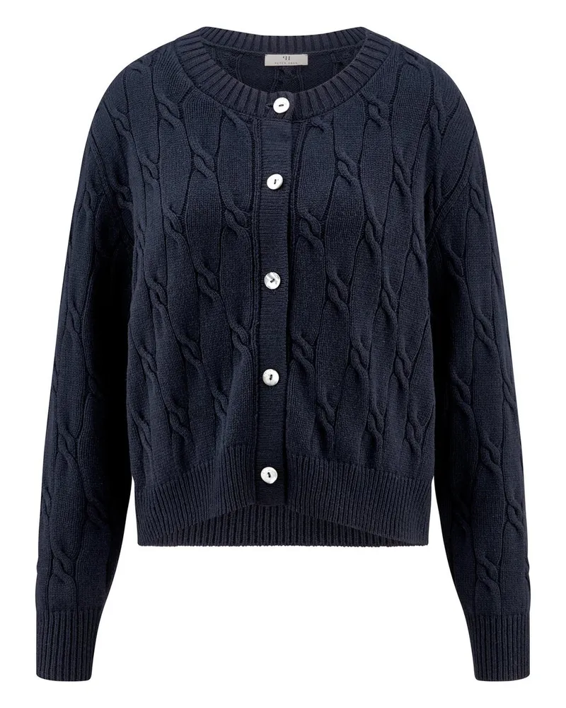 Peter Hahn Strickjacke Rundhals-Ausschnitt  blau Blau