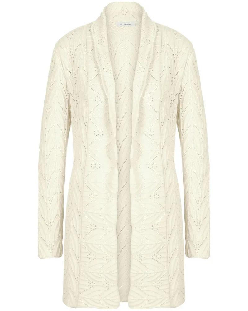 Peter Hahn Long-Strickjacke  weiss Weiss