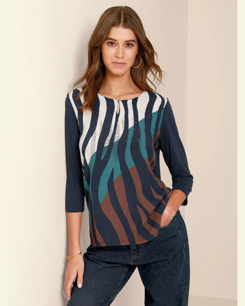 Betty Barclay Damen Bluse – Lässige Schlupfbluse Mit Stehkragen, Ausgestellt, 3/4-Ärmel
