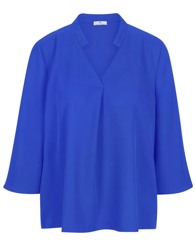 Peter Hahn Bluse V-Ausschnitt  blau Blau