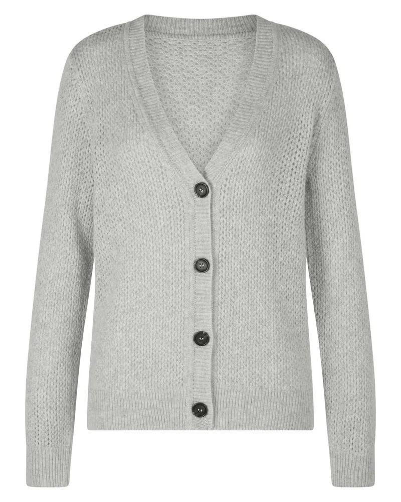 Peter Hahn Strickjacke V-Ausschnitt  grau Grau