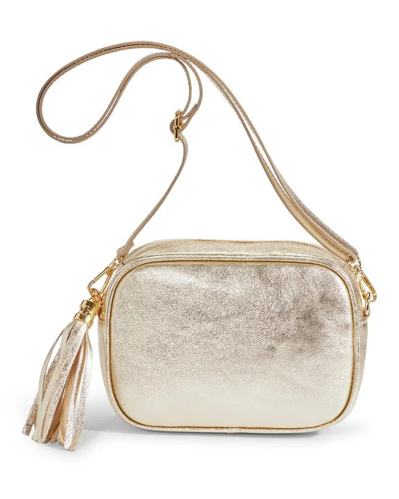 Peter Hahn Umhängetasche aus genarbtem Rindsleder  gold Gold