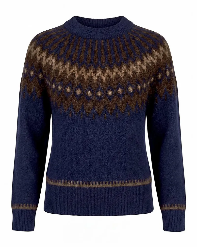 Peter Hahn Rundhals-Pullover  blau Blau
