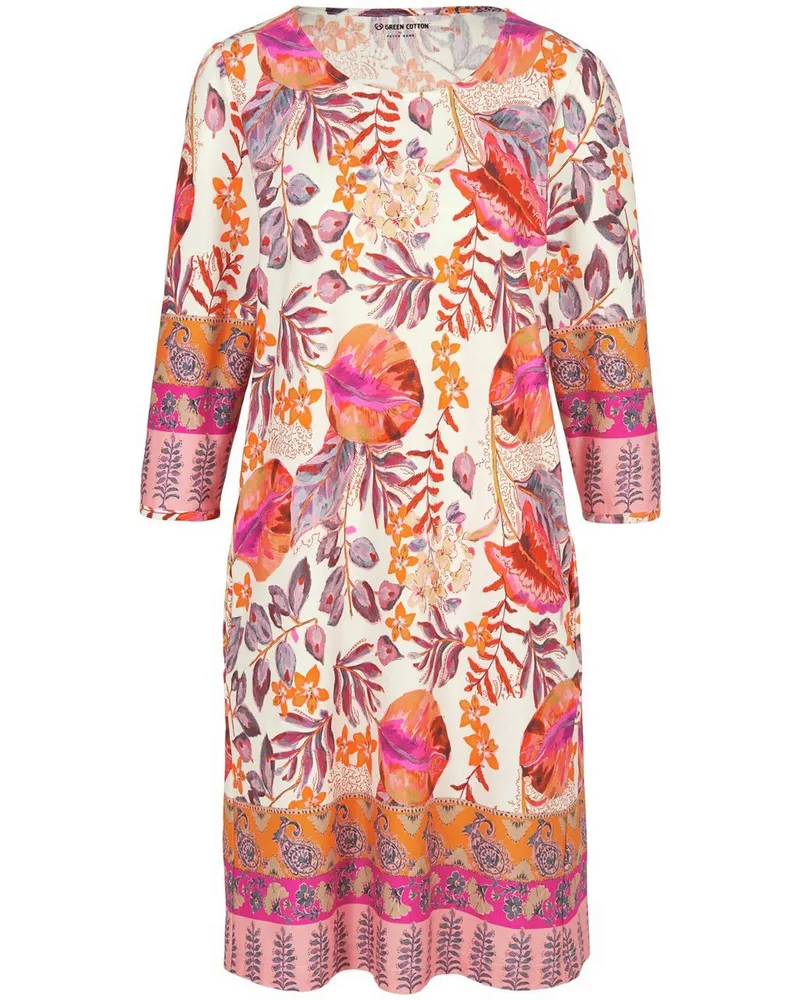 Green Cotton Jersey-Kleid Emma 3/4-Arm  mehrfarbig Mehrfarbig