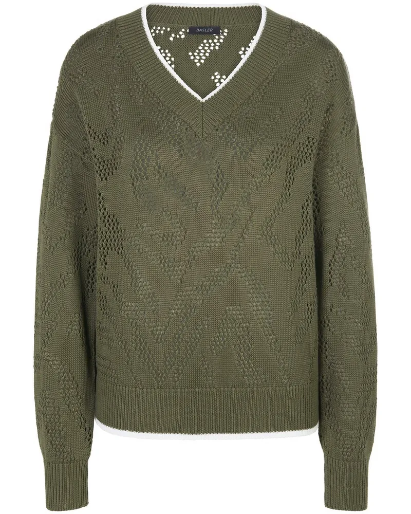 Basler Legerer V-Pullover  grün Grün