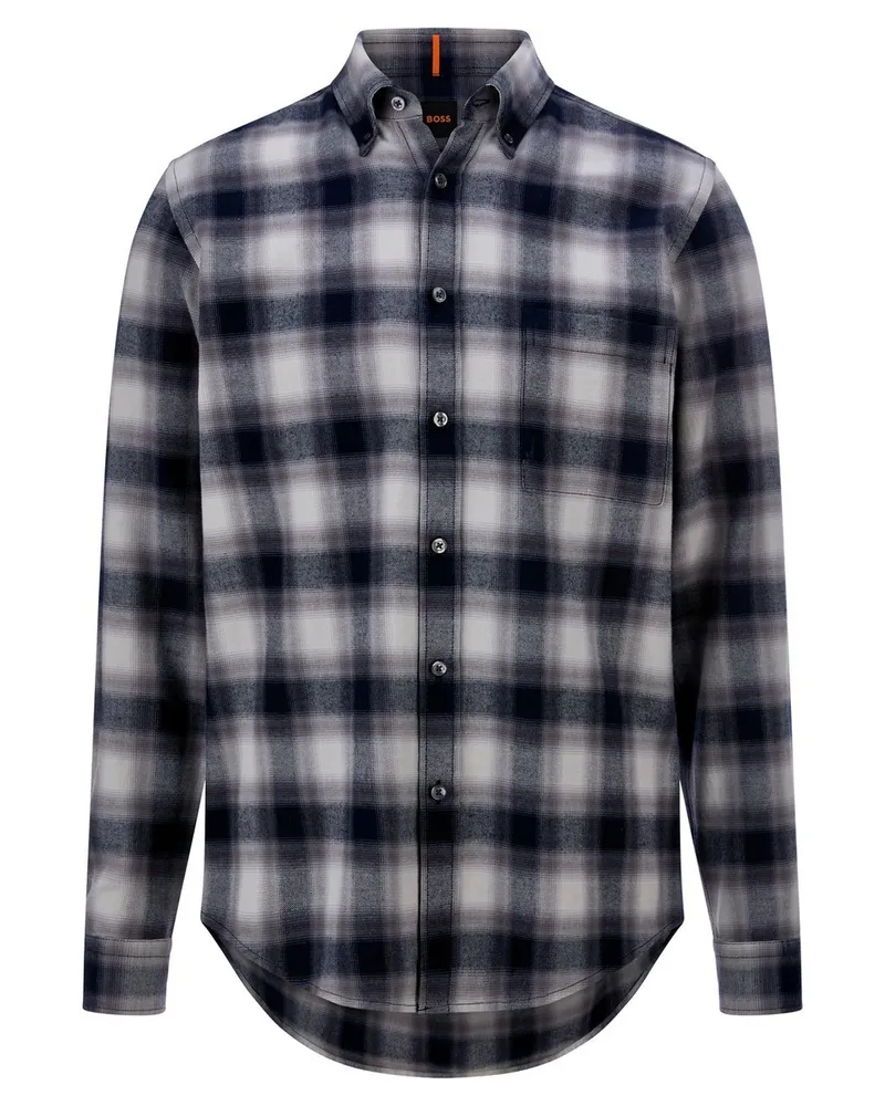 HUGO BOSS Karo-Flanell-Hemd  blau Blau