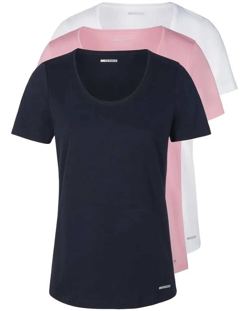 St. Emile Rundhals-Shirt im 3er-Set  mehrfarbig Mehrfarbig