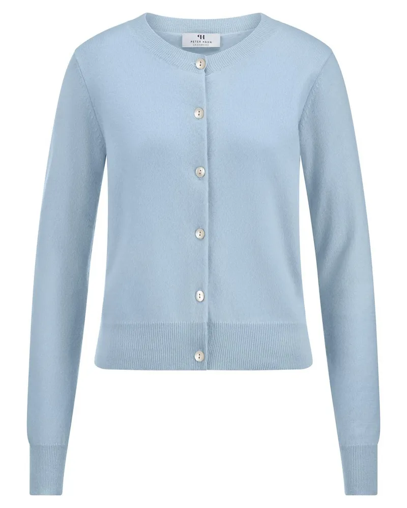 Peter Hahn Strickjacke Rundhals-Ausschnitt  blau Blau