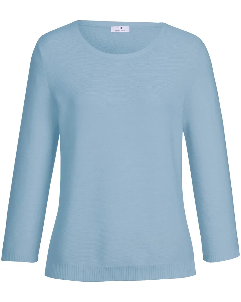 Peter Hahn Rundhals-Pullover 3/4-Arm aus 100% SUPIMA®-Bau  blau Blau