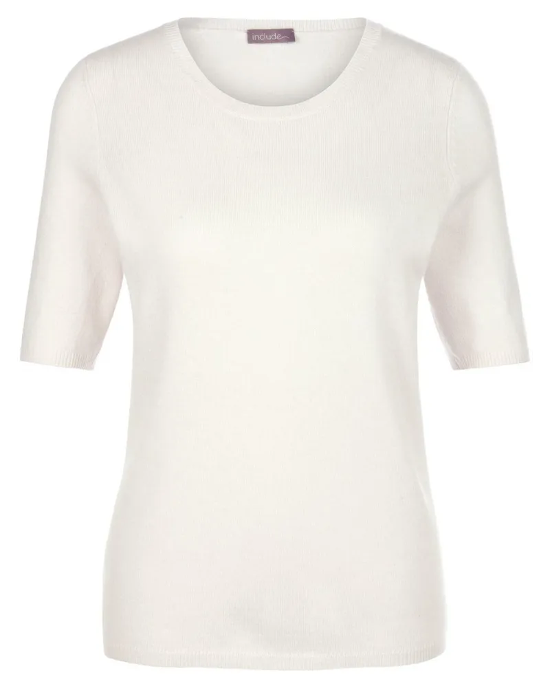 Include Rundhals-Pullover aus Schurwolle und Kaschmir  weiss Weiss