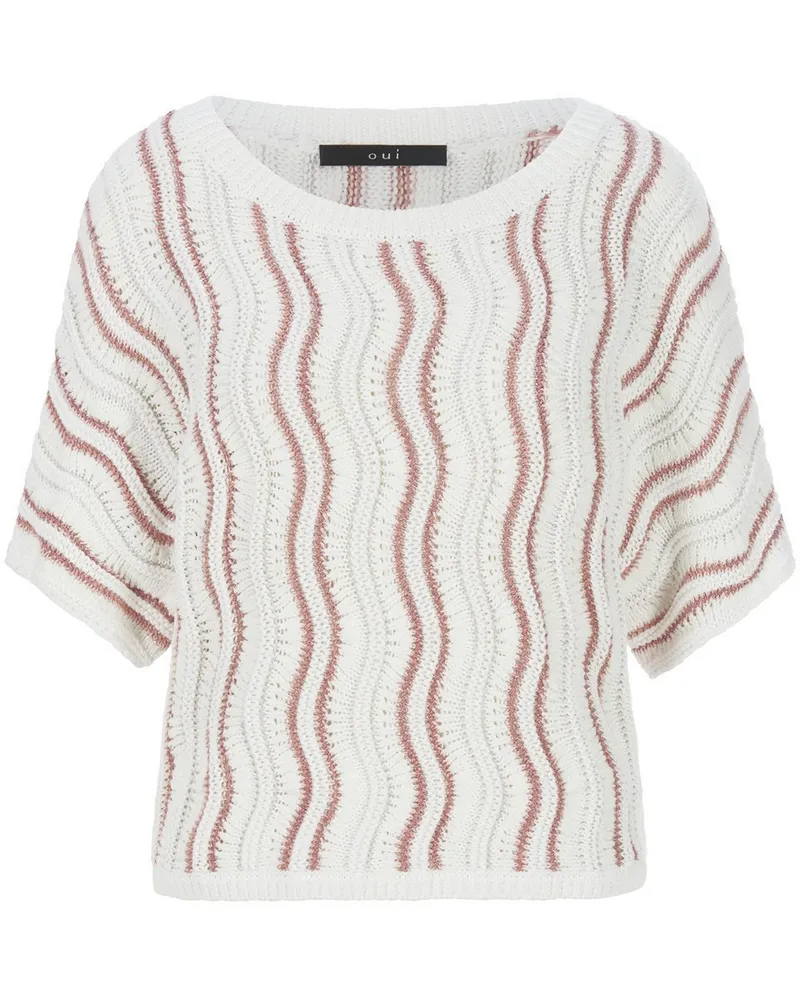 Oui  Rundhals-Pullover  weiss Weiss