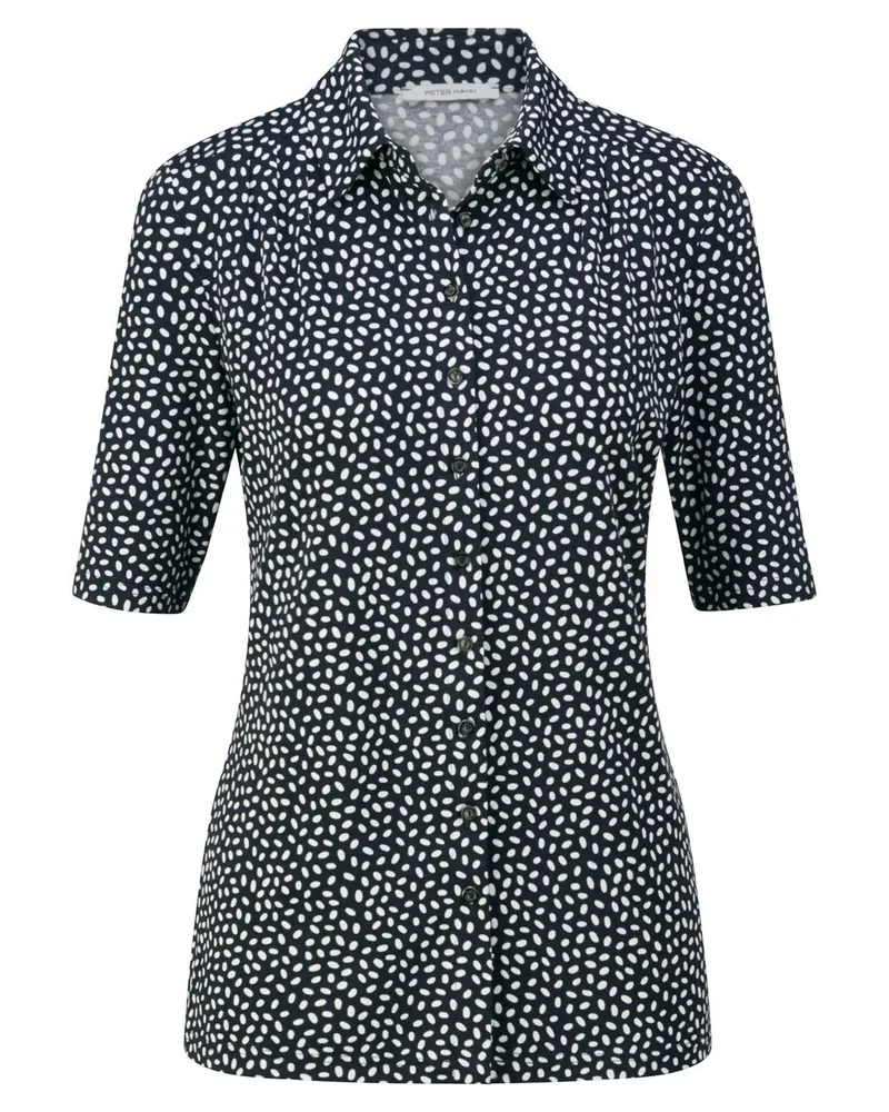 Peter Hahn Bluse Hemdkragen  blau Blau
