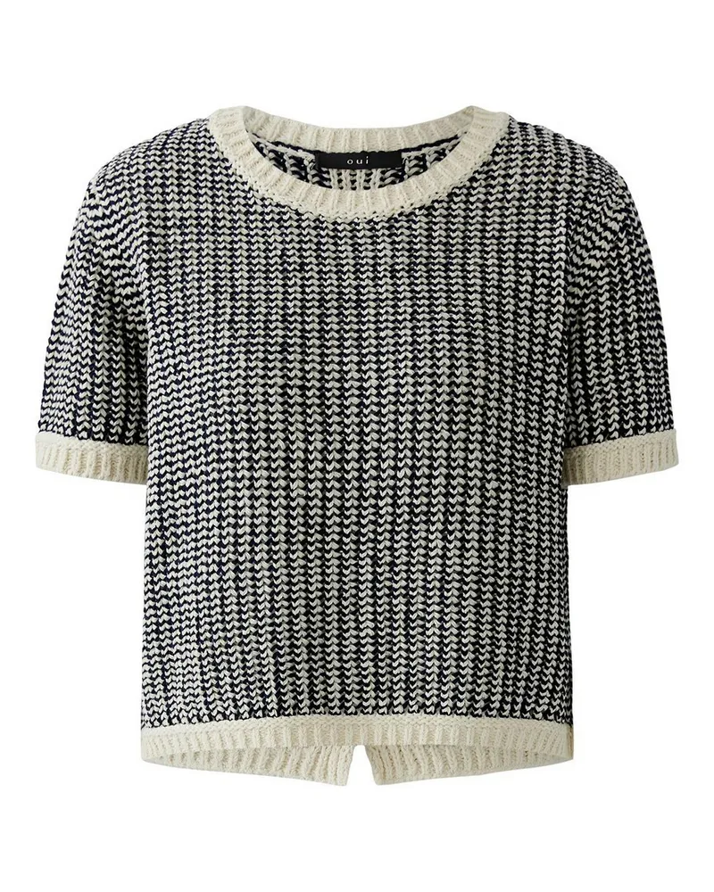 Oui  Rundhals-Pullover  weiss Weiss