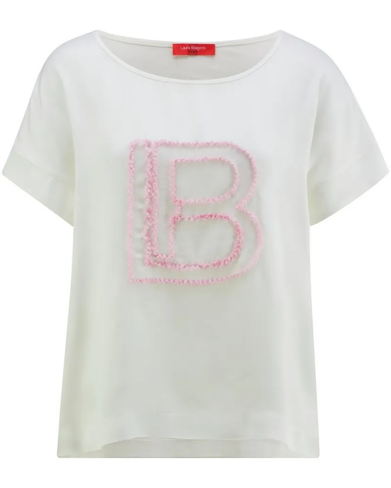 Laura Biagiotti Rundhals-Shirt Kimono-Halbarm  weiss Weiss