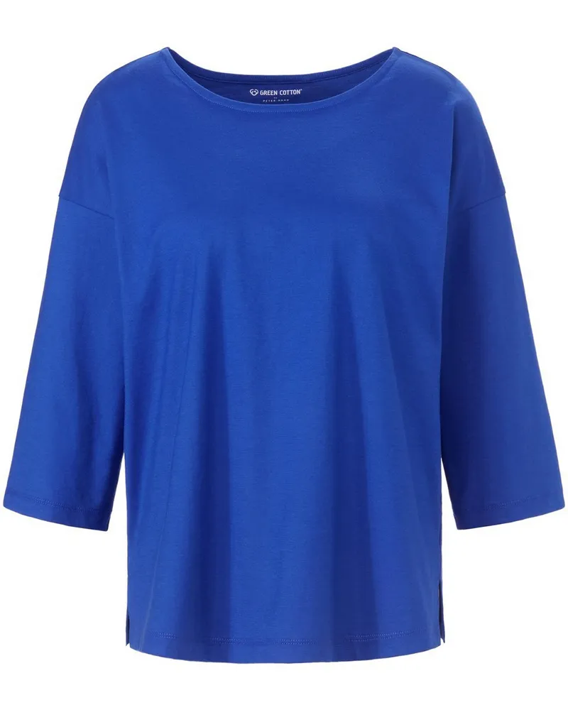 Green Cotton Rundhals-Shirt Gurli  blau Blau