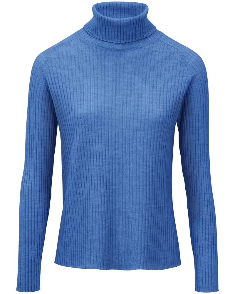 Peter Hahn Rollkragen-Pullover aus 100% Schurwolle-Merino  blau Blau