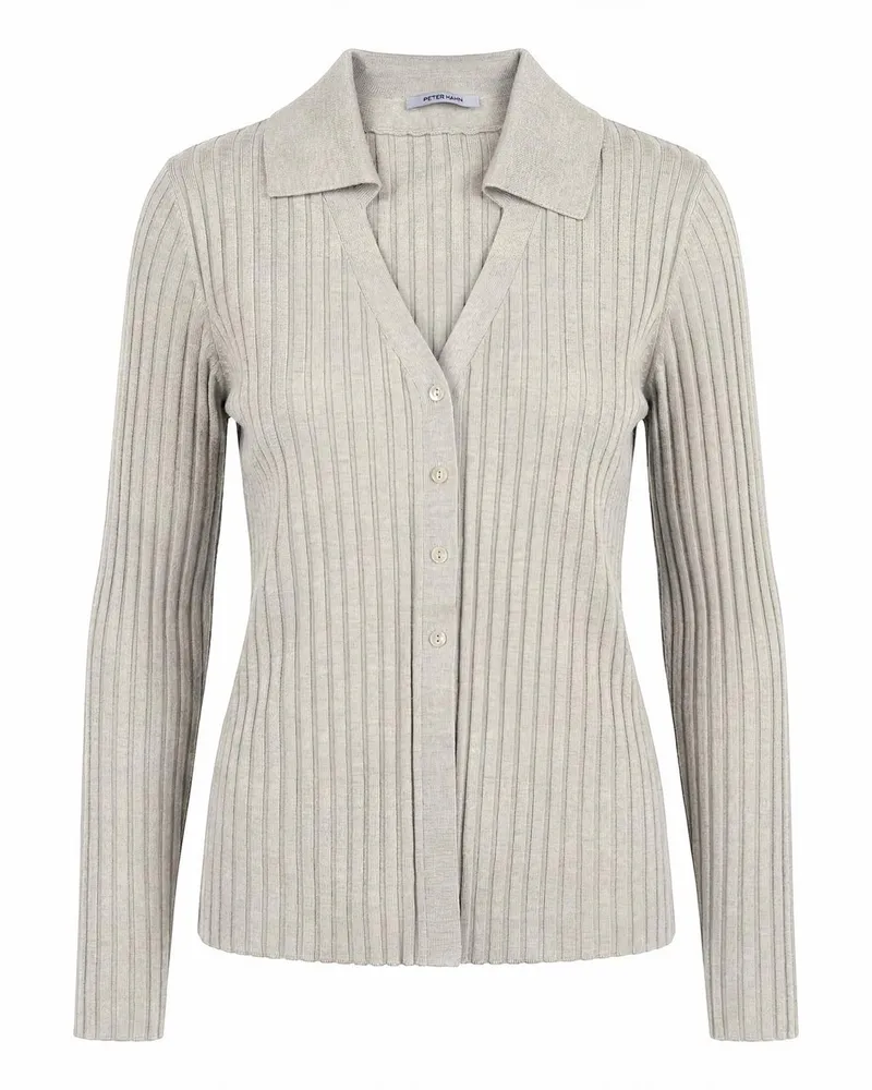 Peter Hahn Polo-Strickjacke  grau Grau