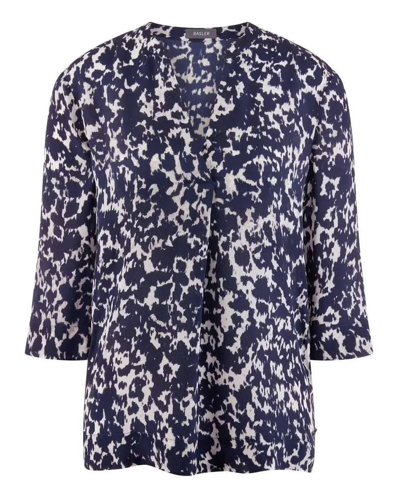 Basler Bluse Rundhals-Ausschnitt  blau Blau