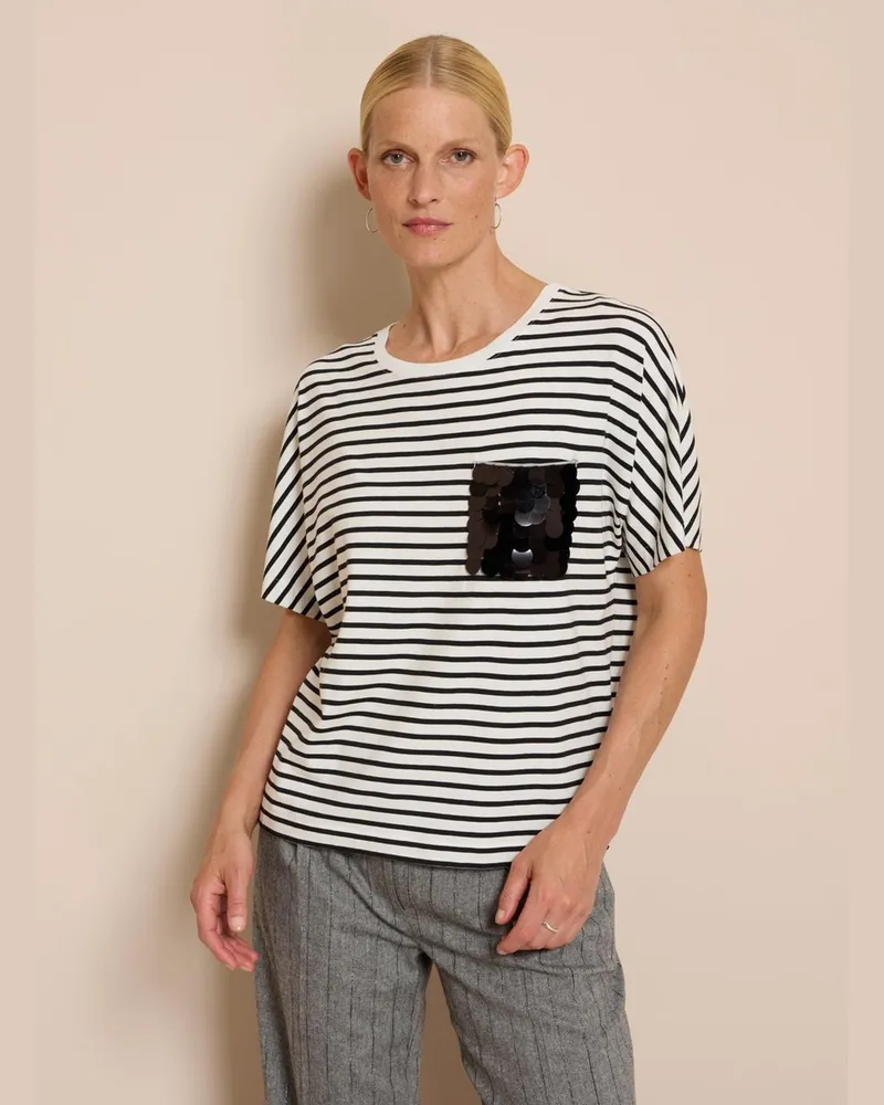 Oui  Rundhals-Shirt  weiss Weiss