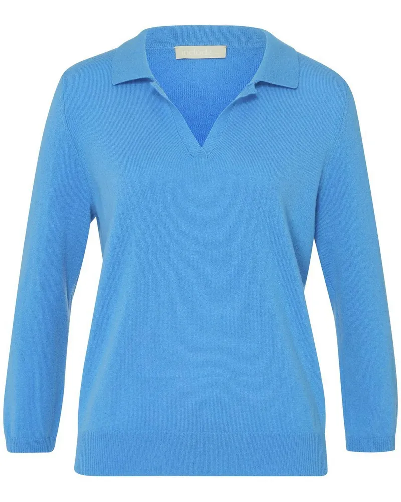 Peter Hahn Polo-Pullover 3/4-Arm  blau Blau