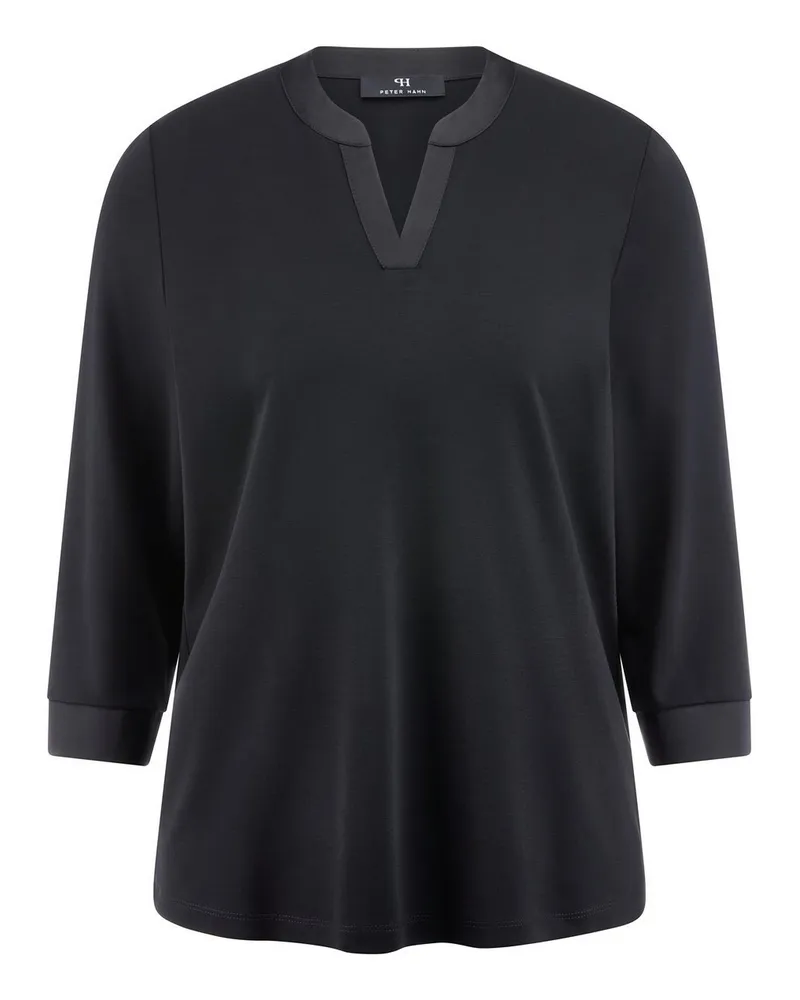 Peter Hahn Shirt Rundhals-Ausschnitt  schwarz Schwarz