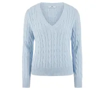 V-Pullover  blau