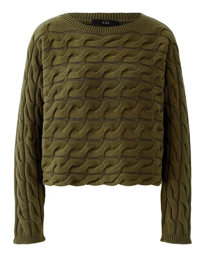 Oui  Rundhals-Pullover  grün Grün