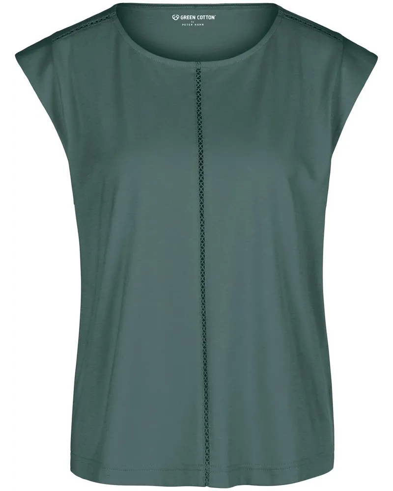 Green Cotton Rundhals-Shirt Anne Sofie  grün Grün